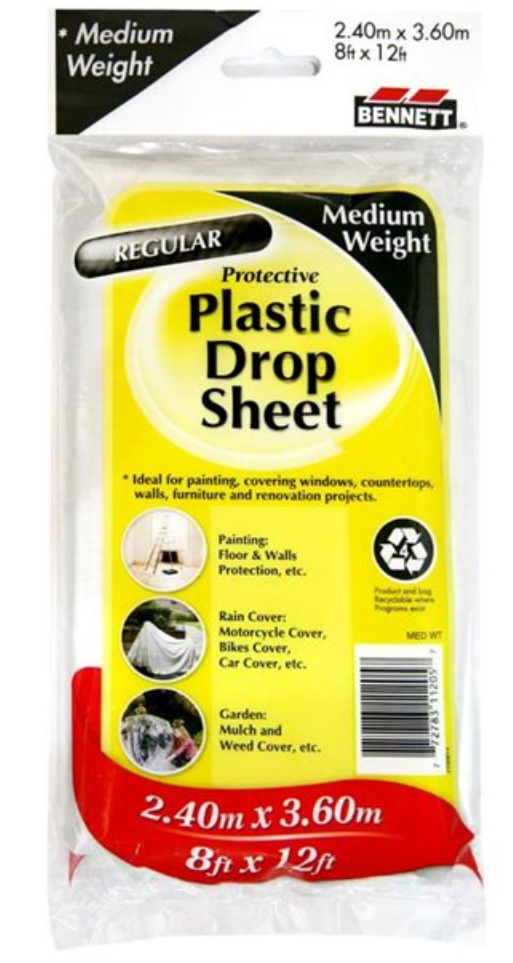 BENNETT Medium Weight Plastic Drop Sheet 8'x12'