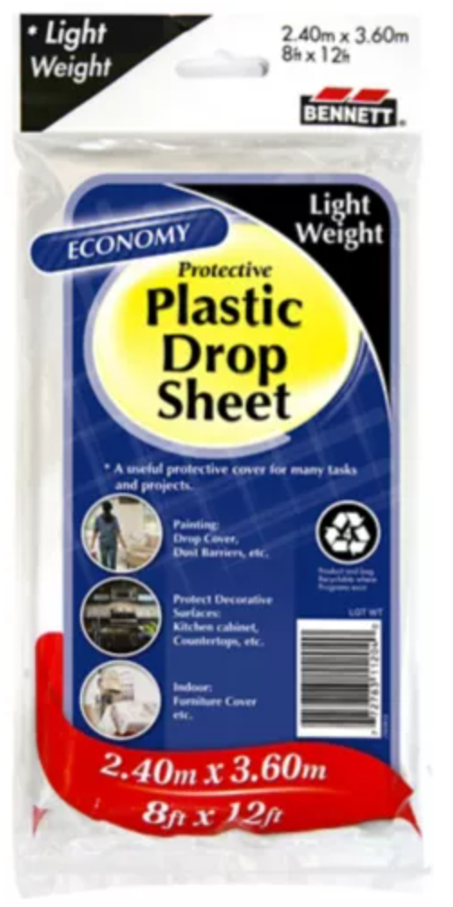 BENNETT Light Weight Plastic Drop Sheet 8'x12'