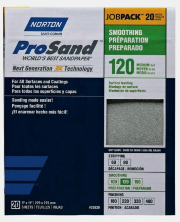 Norton 20 Count 9" X 11" 120 Grit Sandpaper Sheets