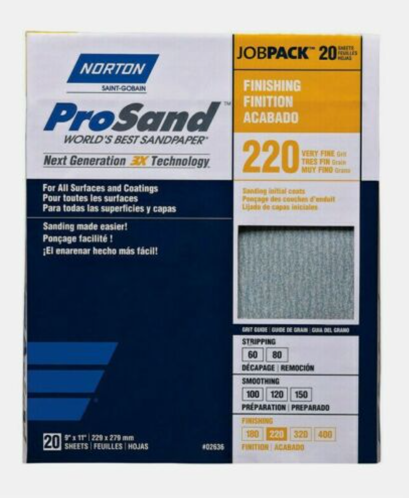 Norton 20 Count 9" X 11" 220 Grit Sandpaper Sheets