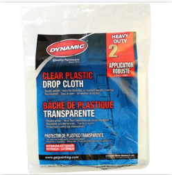 Dynamic 00383 9' x 12' 2mil Clear Plastic Flat Packed Drop Cloth