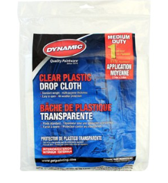 Dynamic 00384 9' x 12' 1mil Clear Plastic Flat Packed Drop Cloth