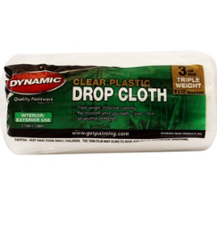 Dynamic 00378 9' x 12' 3mil Clear Plastic Rolled Drop Cloth
