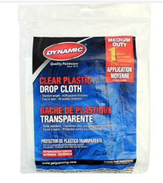 Dynamic 00384 9' x 12' 1mil Clear Plastic Flat Packed Drop Cloth