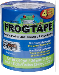 Shurtape 104956 36mm x 55m (1.41" x 60yd) Blue FrogTape Pro Grade Painter's Tape 4pk